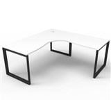 RAPID INFINITY DELUXE 1 PERSON LOOP LEG SINGLE SIDED CORNER WORKSTATION 1500 X 1500MM NATURAL WHITE TOP  BLACK FRAME