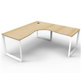 RAPID INFINITY DELUXE 1 PERSON LOOP LEG SINGLE SIDED CORNER WORKSTATION 1500 X 1500MM NATURAL OAK TOP  WHITE FRAME