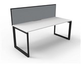 RAPID INFINITY DELUXE 1 PERSON LOOP LEG SINGLE SIDED WORKSTATION 1500 X 750 X 730MM GREY SCREENNATURAL WHITE TOPBLACK FRAME