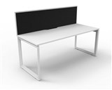 RAPID INFINITY DELUXE 1 PERSON LOOP LEG SINGLE SIDED WORKSTATION 1500 X 750 X 730MM BLACK SCREEN  NATURAL WHITE TOP  WHITE FRAME