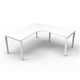 RAPID INFINITY DELUXE 1 PERSON PROFILE LEG SINGLE SIDED CORNER WORKSTATION 1800 X 1500 X 750 X 730MM NATURAL WHITE TOP  WHITE FRAME