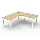 RAPID INFINITY DELUXE 1 PERSON PROFILE LEG SINGLE SIDED CORNER WORKSTATION 1800 X 1500 X 750 X 730MM NATURAL OAK TOP  WHITE FRAME