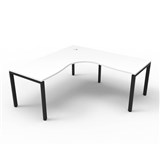 RAPID INFINITY DELUXE 1 PERSON PROFILE LEG SINGLE SIDED CORNER WORKSTATION 1800 X 1800 X 750 X 730MM NATURAL WHITE TOP  BLACK FRAME