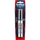 ARTLINE 210 FINELINER PEN 06MM BLACK PACK 2