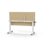 RAPIDLINE BOOST HEIGHT ADJUST FLIP TOP TABLE 1800 X 750 X 725MM NATURAL OAK TOP AND WHITE PC FRAME