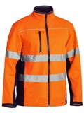 BISLEY BJ6059T HI VIS SOFT SHELL JACKET WITH REFLECTIVE TAPE  ORANGENAVY  SIZE MEDIUM