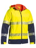 BISLEY 2TONE HIVIS RIPSTOP SOFT SHELL JACKET WITH TAPE  YELLOWNAVY  LARGE