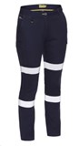 BISLEY LADIES COTTON DRILL CARGO PANTS WITH REFLECTIVE TAPE  NAVY  SIZE 10