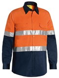 BISLEY BS6696T HIVIS LIGHTWEIGHT COTTON DRILL SHIRT WITH REFLECTIVE TAPE  ORANGENAVY  SIZE 4XL