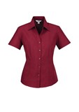 BIZ COLLECTION LADIES PLAIN OASIS SHORT SLEEVE SHIRT  CHERRY  SIZE 14