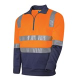 TRU HIVIS 2 TONED 14 ZIP FLEECE JUMPER WITH REFLECTIVE TAPE  ORANGENAVY  SIZE 2XL